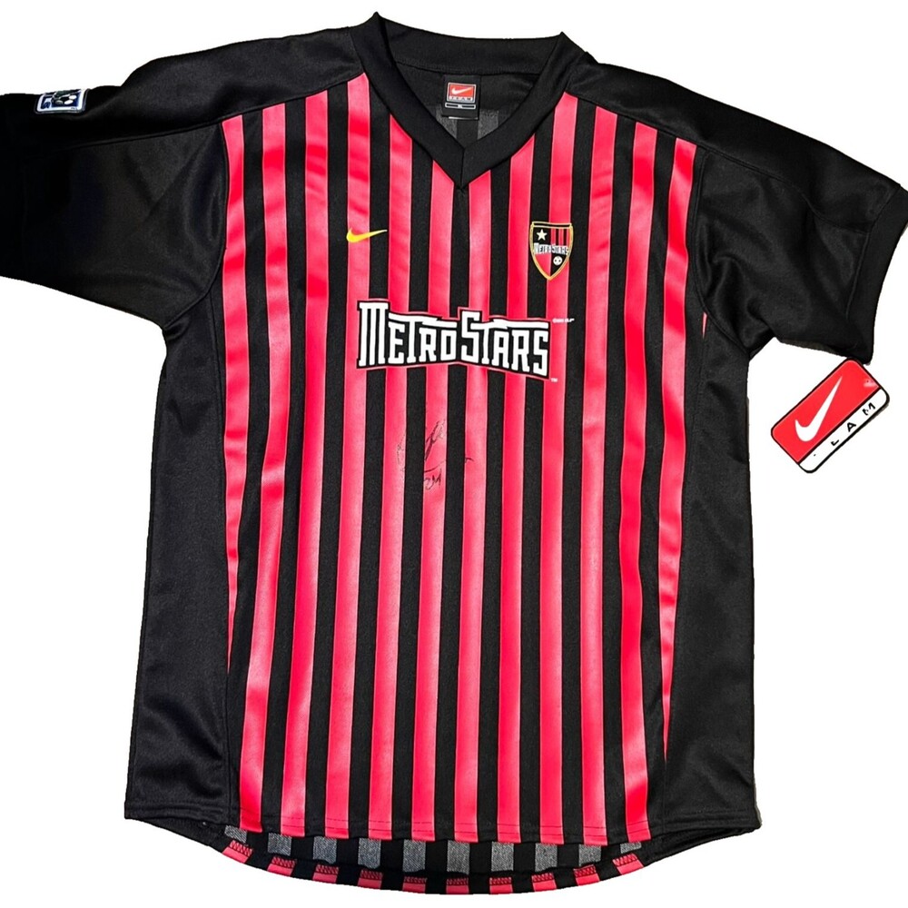 Vtg MetroStars 2001 Ed Gavin SIGNED Home Soccer Jersey Nike XL Blokecore FIFA